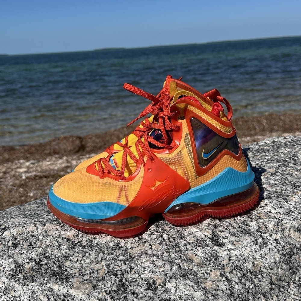 Nike LeBron 19 Orange Red Blue‎ High Top Basketball Shoes Mens 8 Streetwear